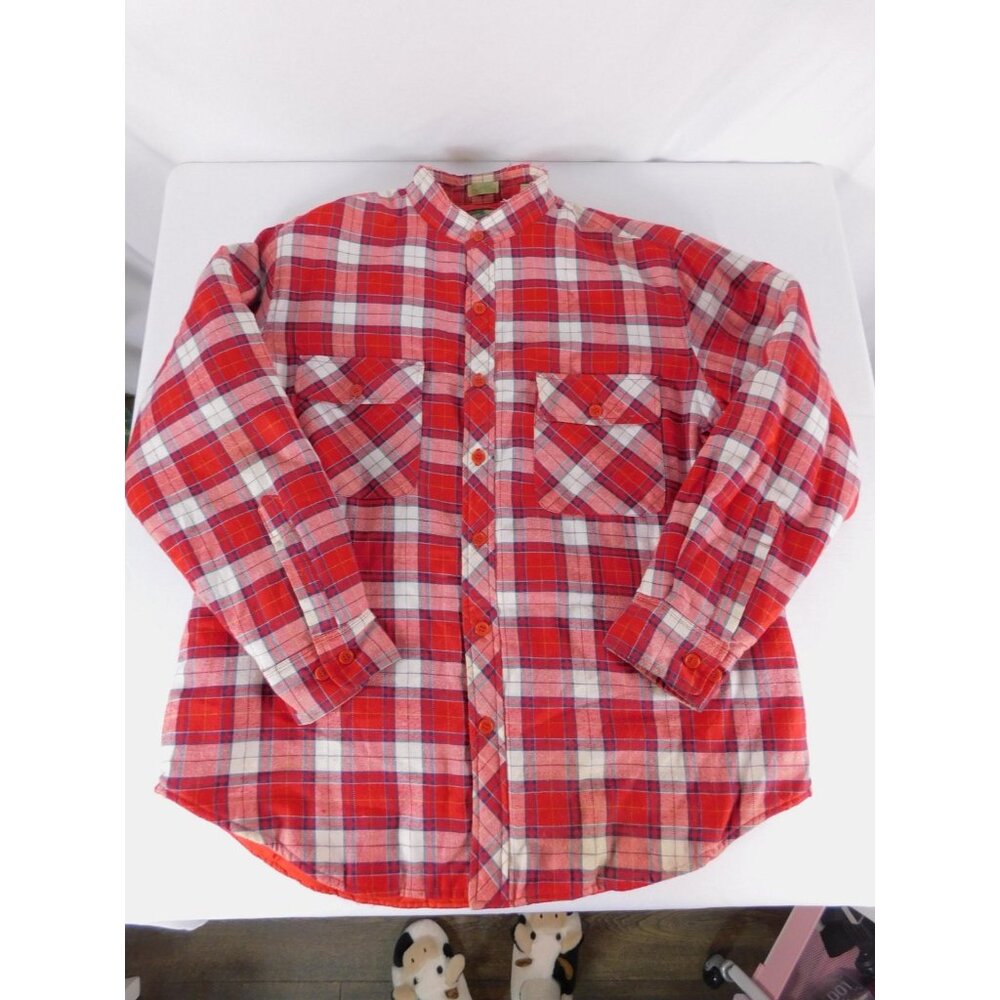 Pine Grove Shirt Mens L Red Plaid Flannel Quilted Lined Button-Up Long Sleeve